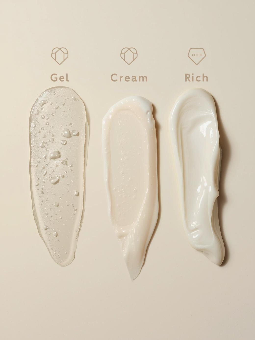 Gel vs cream vs rich moisturizer textures - choose based on skin type
