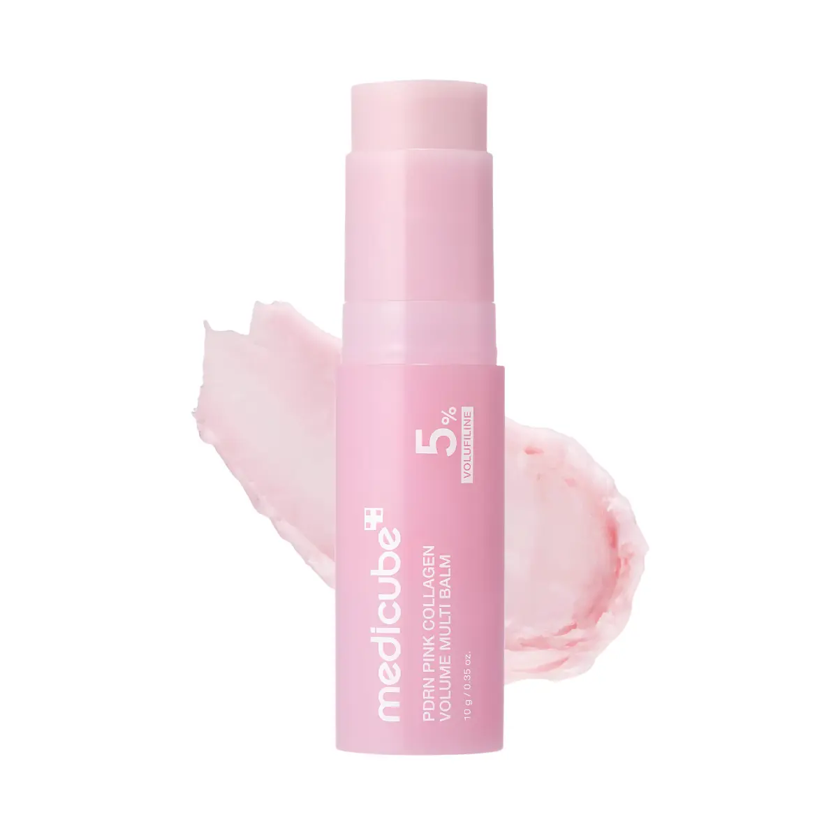 Medicube - PDRN Pink Collagen Volume Multi Balm Stick 1 Original Medicube PDRN Pink Collagen Volume Multi Balm stick with pink formula texture swatch available at OR-LO Pakistan.