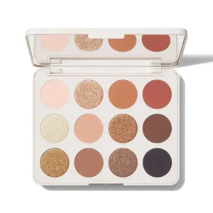 Original Morphe ChromaPlus 12-Pan Eyeshadow Palette in Flickering Sands open showing shades and mirror at best price in Pakistan on OR-LO.