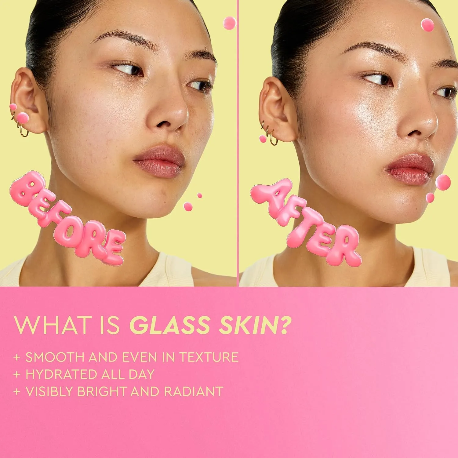 BYOMA Bio-Collagen Radiance Facial Mask 60ml 6 Before and after face transformation showing smooth bright skin texture using BYOMA Bio-Collagen Facial Mask.