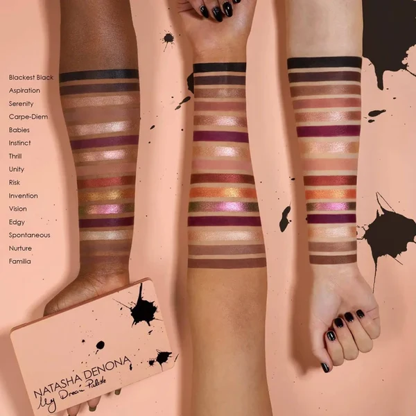 Natasha Denona My Dream Eyeshadow Palette 4 Natasha Denona My Dream Eyeshadow Palette arm swatches on fair medium and deep skin tones